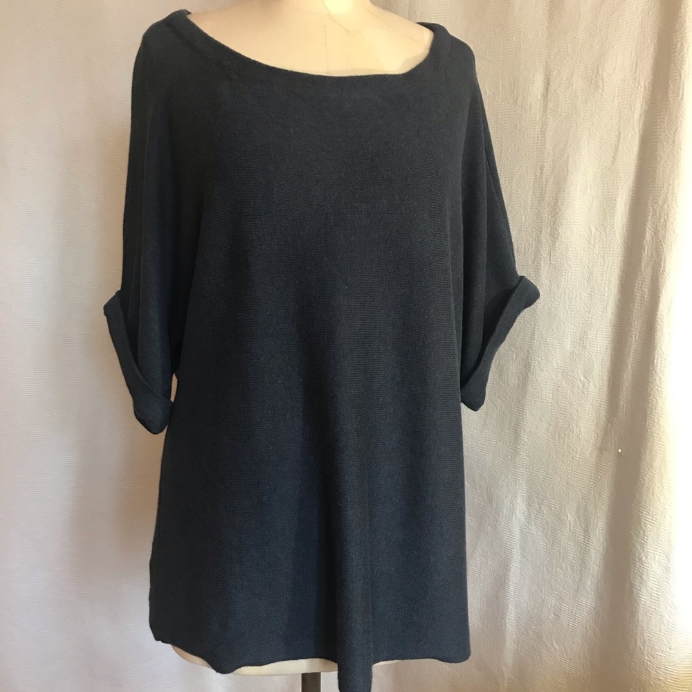 Eileen Fisher XL organic cotton navy tunic sweater